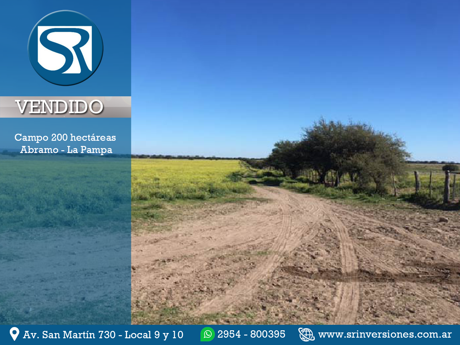 VENDIDO: CAMPO 200 HECTÁREAS LIMPIAS EN ABRAMO &#8211; LA PAMPA