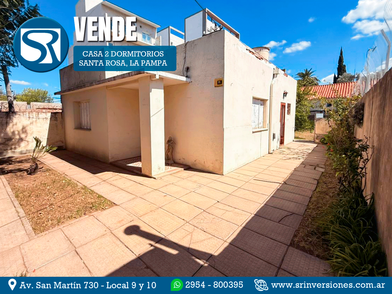 VENDE: ¡¡NUEVO INGRESO!! CASA CÉNTRICA DE 2 DORMITORIOS EN LOTE PULMÓN DE MANZANA, SANTA ROSA, LA PAMPA
