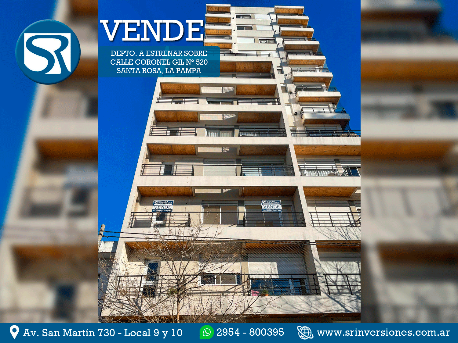 SRI VENDE/: DEPARTAMENTO A ESTRENAR EN PLENO CENTRO DE SANTA ROSA, EDIFICIO CATALINA