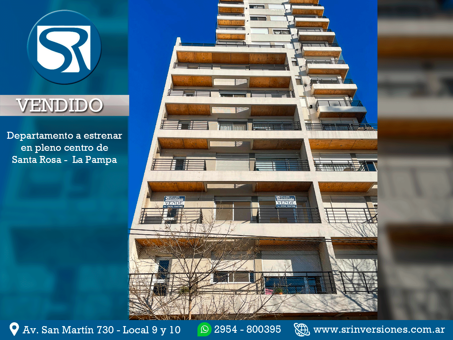 VENDIDO: DEPARTAMENTO A ESTRENAR EN PLENO CENTRO DE SANTA ROSA, EDIFICIO CATALINA