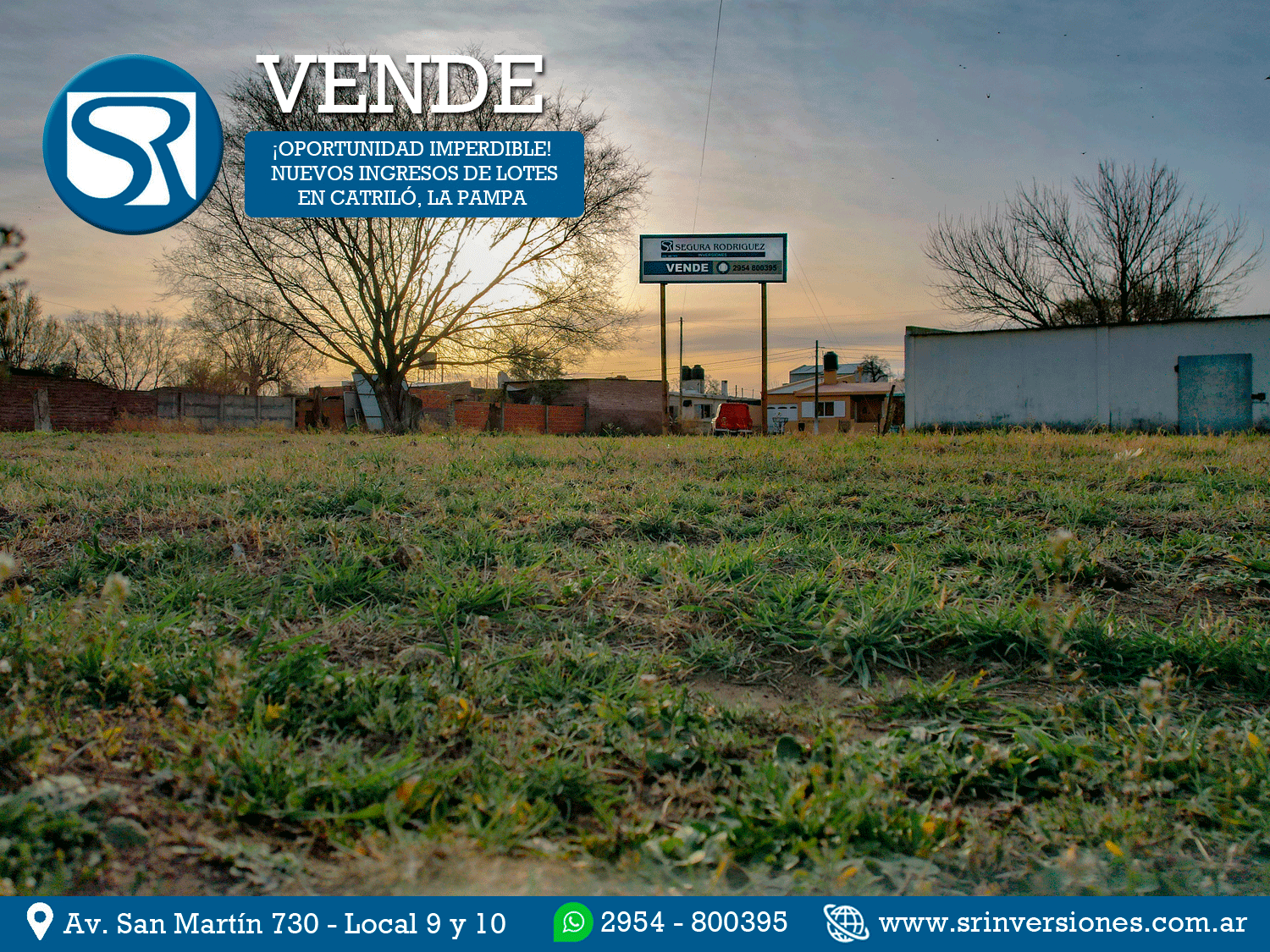 SRI VENDE: NUEVOS INGRESOS DE LOTES DISPONIBLES EN CATRILÓ, LA PAMPA