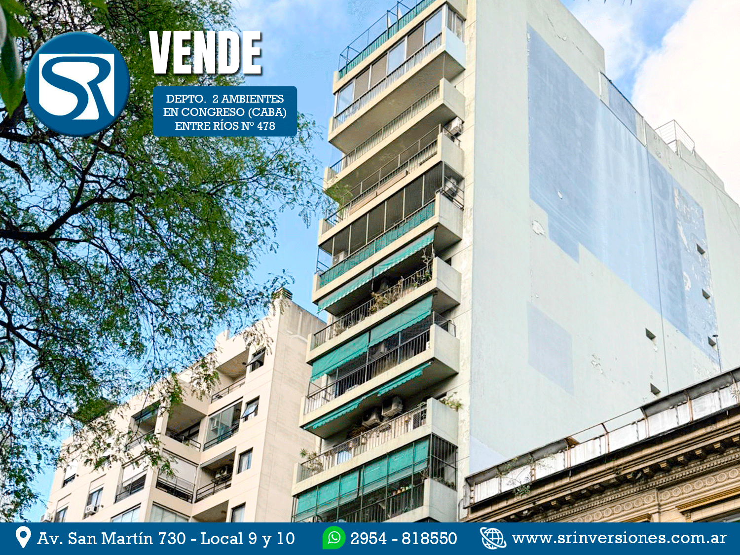 SRI VENDE: DEPARTAMENTO DE 2 AMBIENTES EN CONGRESO (CABA)