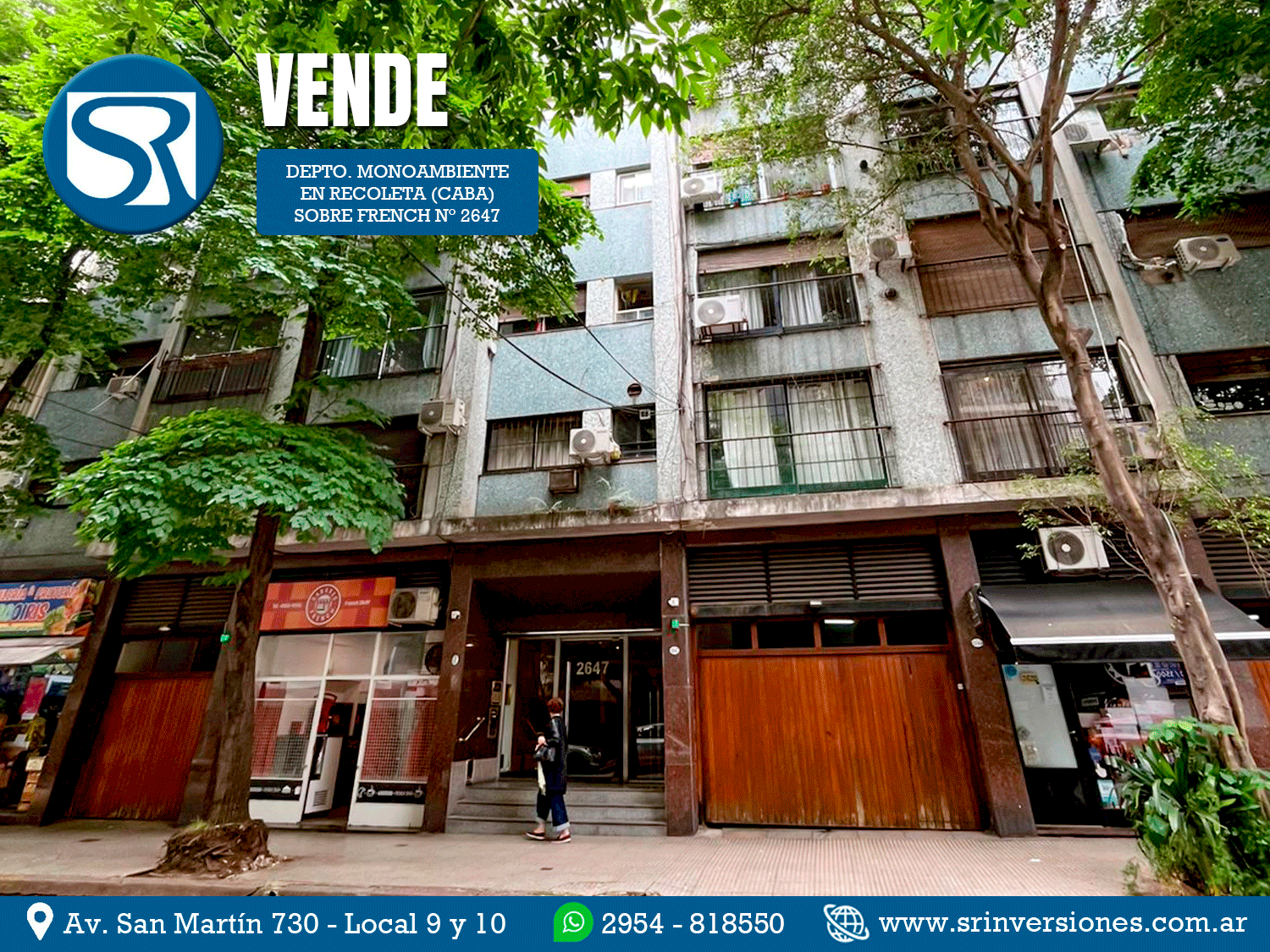 SRI VENDE: MONOAMBIENTE EN RECOLETA (CABA) ¡¡VALOR REBAJADO!!