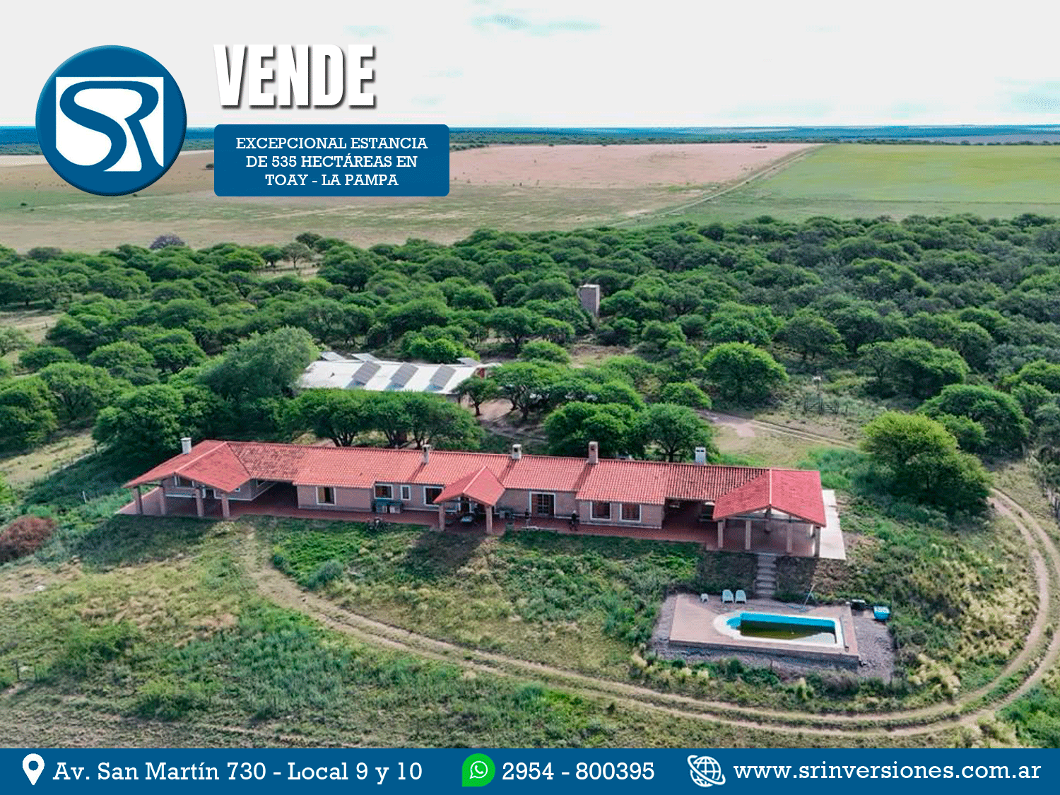 SRI VENDE: EXCEPCIONAL ESTANCIA DE 535 HA EN TOAY, LA PAMPA.