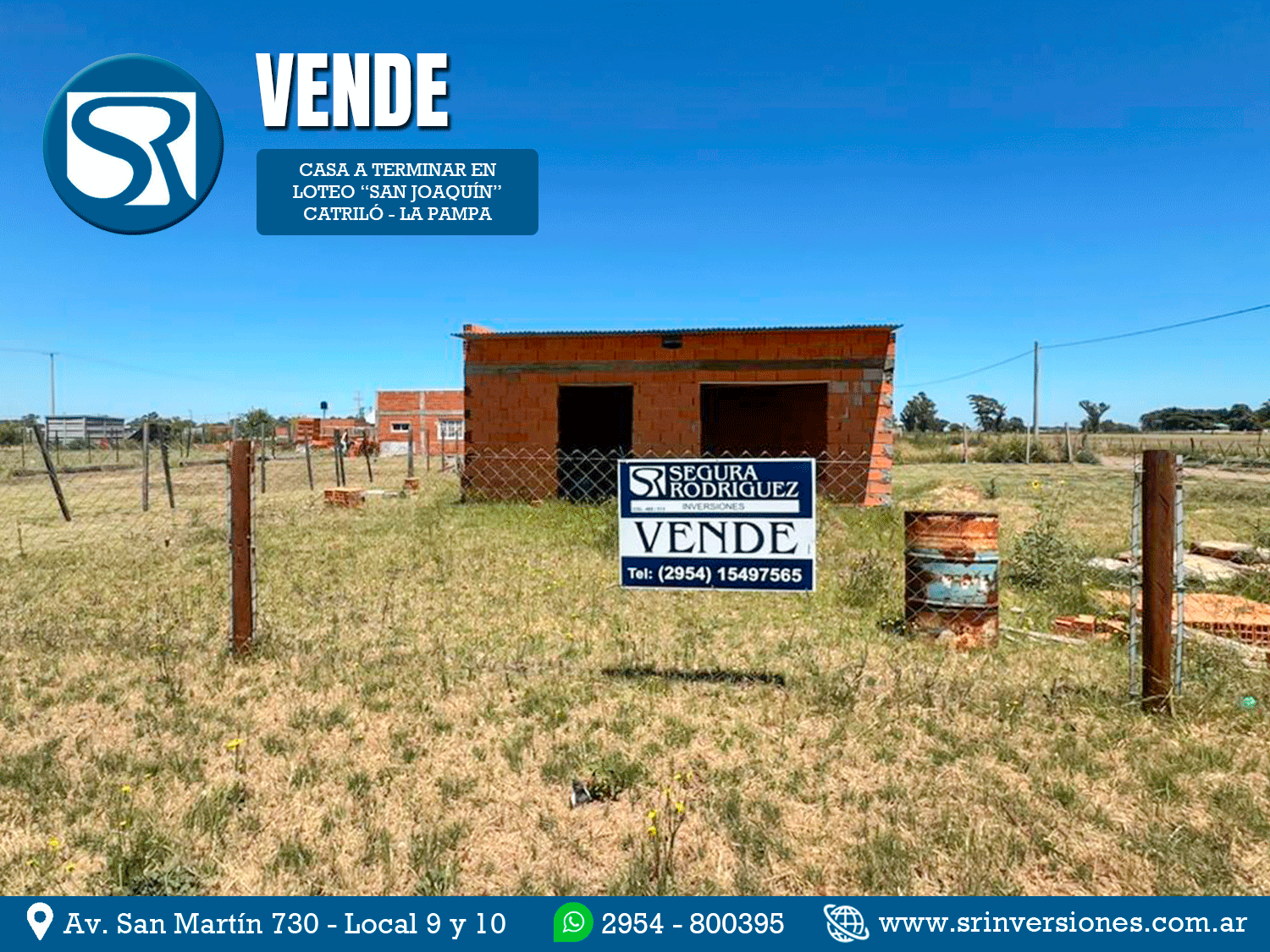 SRI VENDE: CASA A TERMINAR EN LOTEO «SAN JOAQUIN» &#8211; CATRILÓ