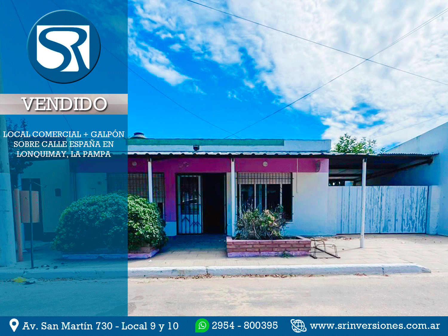VENDIDO: LOCAL COMERCIAL + GALPÓN SOBRE CALLE ESPAÑA EN LONQUIMAY &#8211; LA PAMPA